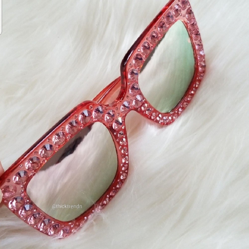 Pink Oversized Rhinestone Sunglasses